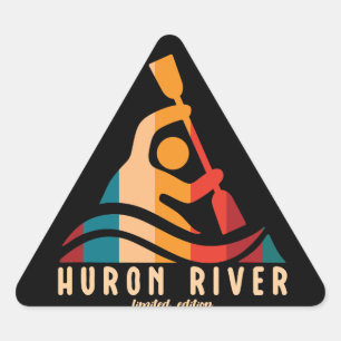 Adesivo Triangular Retro Huron River Kayaking