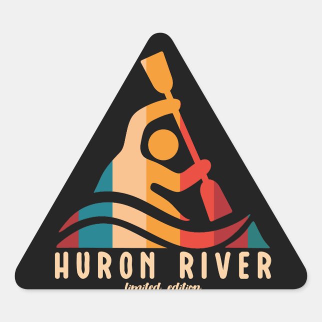 Adesivo Triangular Retro Huron River Kayaking (Frente)