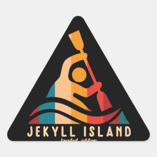 Adesivo Triangular Retro Jekyll Island Kayaking