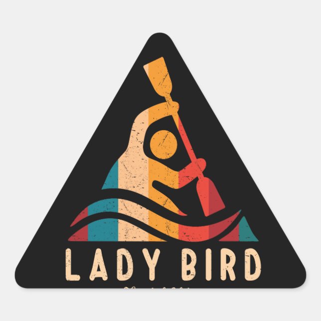 Adesivo Triangular Retro Lady Bird Kayaking (Frente)