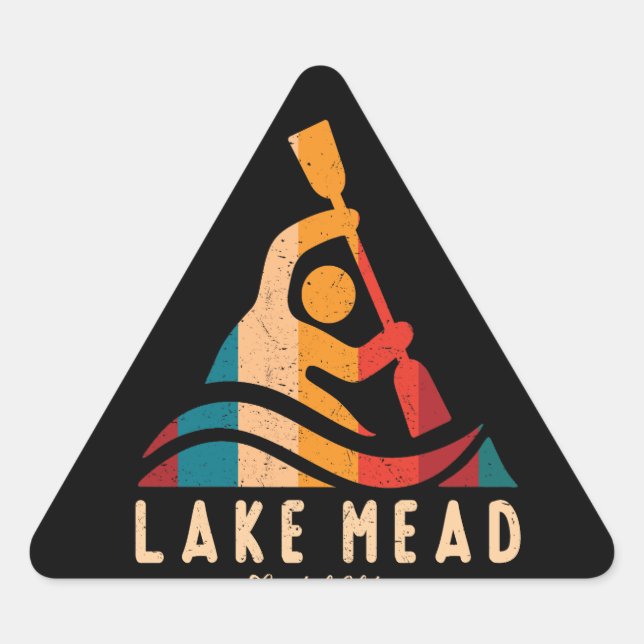 Adesivo Triangular Retro Lake Mead Kayaking (Frente)