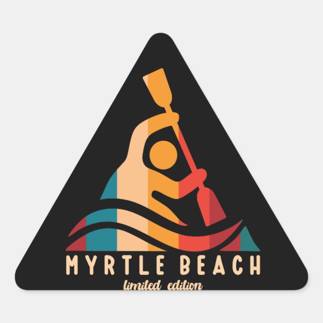 Adesivo Triangular Retro Myrtle Beach Kayaking (Frente)