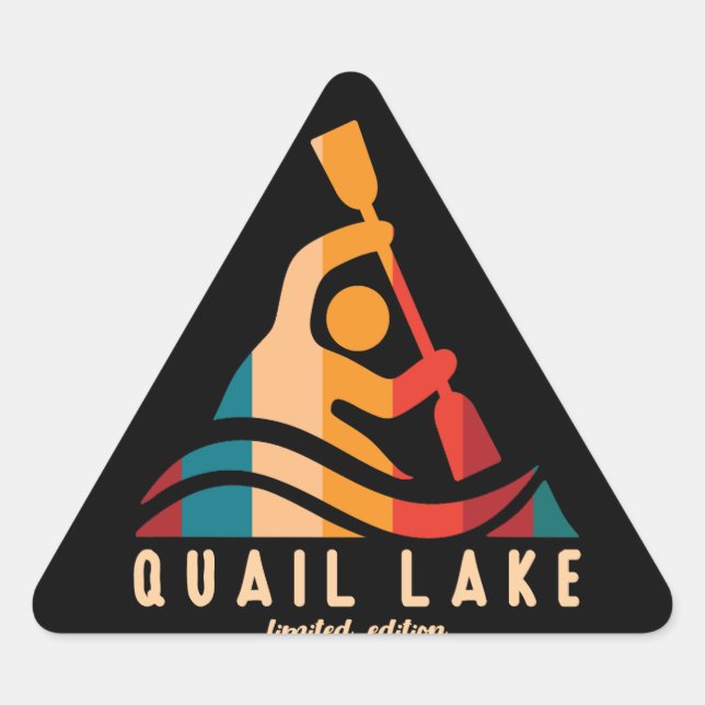 Adesivo Triangular Retro Quail Lake Kayaking (Frente)