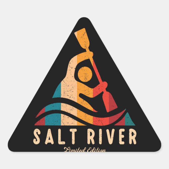 Adesivo Triangular Retro Salt River Kayaking (Frente)