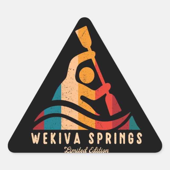 Adesivo Triangular Retro Wekiva Primavera Kayaking (Frente)