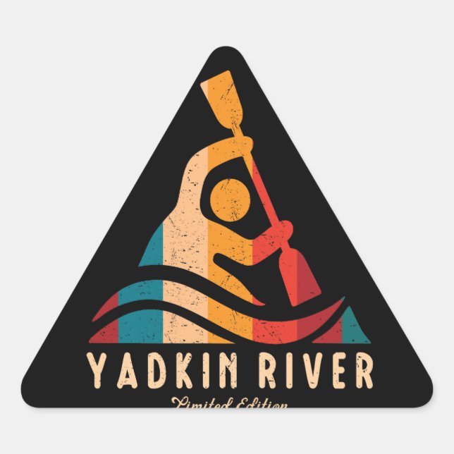 Adesivo Triangular Retro Yadkin River Kayaking (Frente)