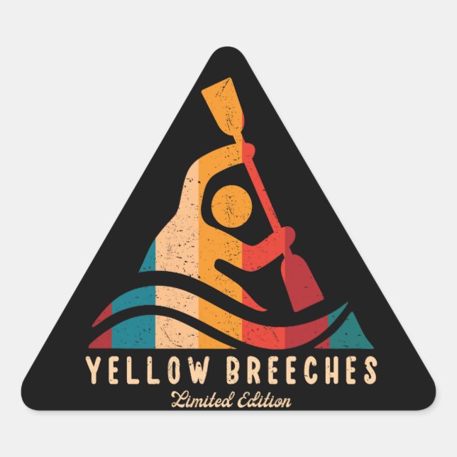 Adesivo Triangular Retro Yellow Breechings Kayaking (Frente)