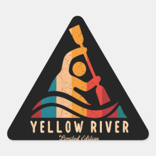 Adesivo Triangular Retro Yellow River Kayaking