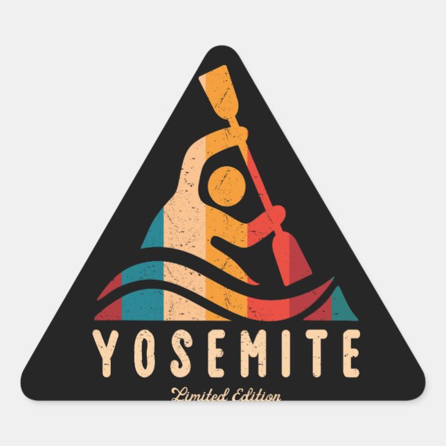 Adesivo Triangular Retro Yosemite National Park Kayaking (Frente)