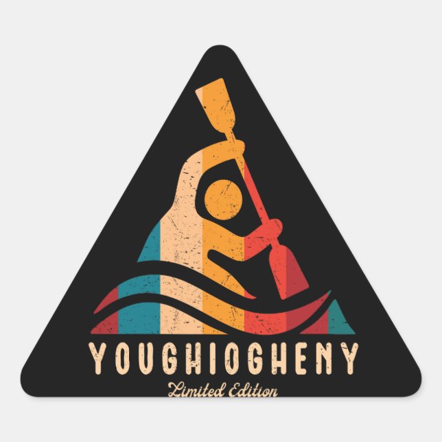 Adesivo Triangular Retro Youghiogheny River Kayaking (Frente)