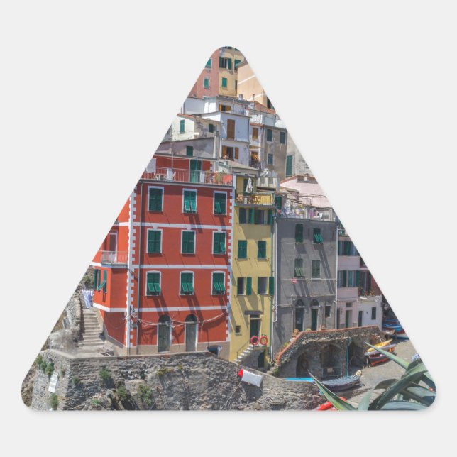 Adesivo Triangular Riomaggiore Cinque Terre Liguria Itália (Frente)