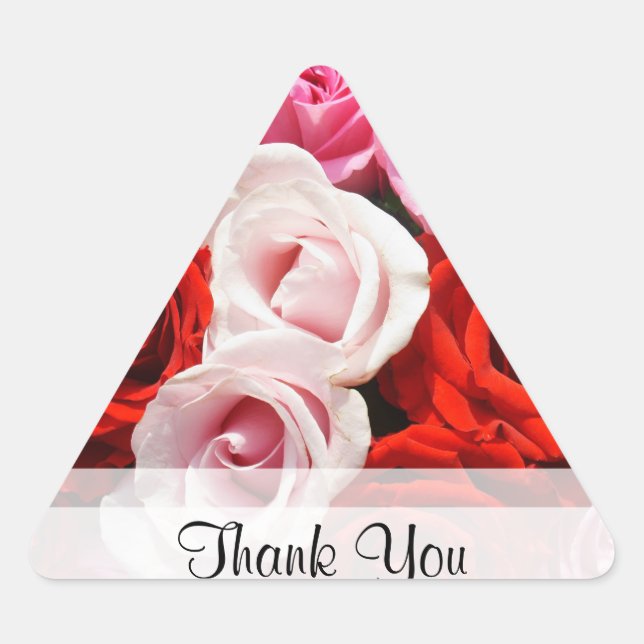 Adesivo Triangular Rosas personalizadas "Obrigado" (Frente)