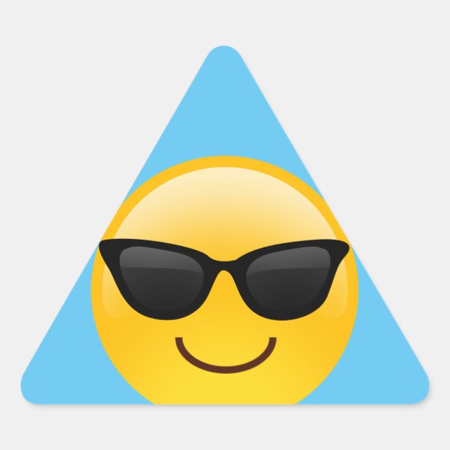 Adesivo Triangular Rosto Sorridente Com Óculos De Sol Legal Emoji (Frente)