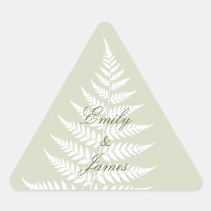 Adesivo Triangular Sage Verde Claro Branco Feto Botânico Delicado