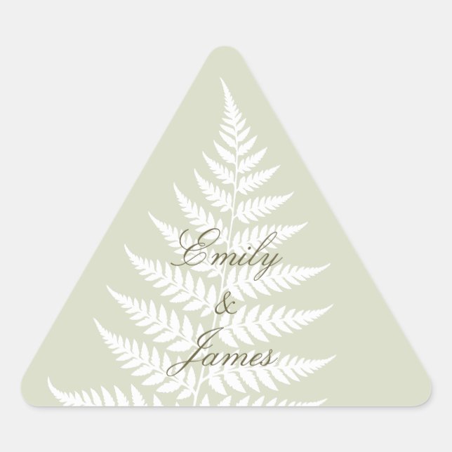 Adesivo Triangular Sage Verde Claro Branco Feto Botânico Delicado (Frente)