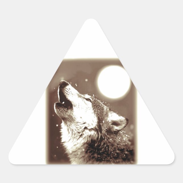 Adesivo Triangular Sepia Wolf & Moon (Frente)