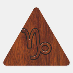 Adesivo Triangular Símbolo Capricórnio Zodiac em Mahogany Brown