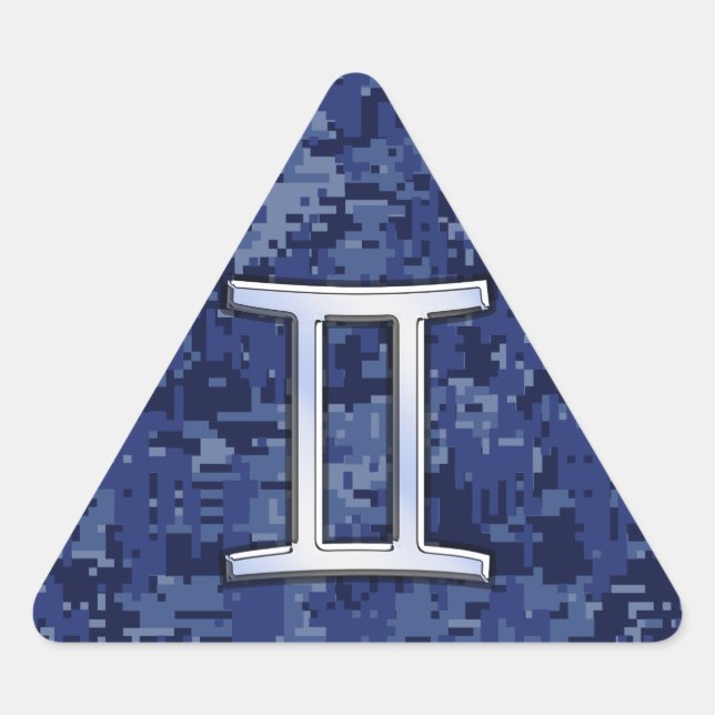 Adesivo Triangular Símbolo Gemini Zodiac Camuflagem Digital Azul (Frente)