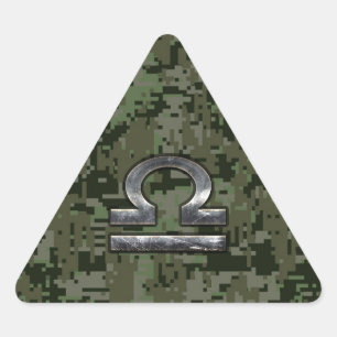 Adesivo Triangular Símbolo Libra Zodiac Camuflagem Digital Woodland
