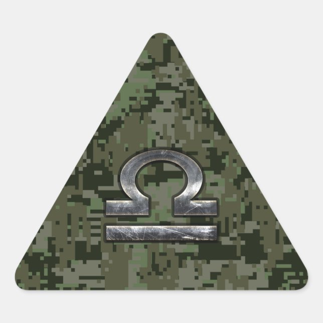 Adesivo Triangular Símbolo Libra Zodiac Camuflagem Digital Woodland (Frente)