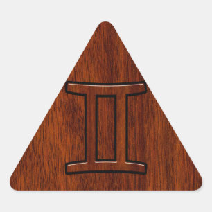 Adesivo Triangular Símbolo moderno Gemini Zodiac em Mahogany como im