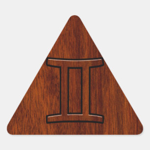 Adesivo Triangular Símbolo moderno Gemini Zodiac em Mahogany como imp