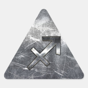 Adesivo Triangular Símbolo Sagitário Grunge Estilo de Aço em Dist