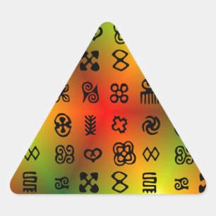 Adesivo Triangular Símbolos de Adinkra com cores africanas