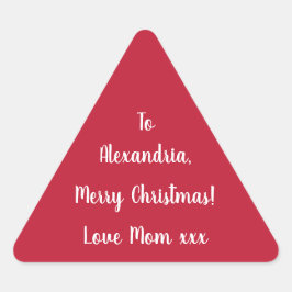 Adesivo Triangular Simple Merry Christmas from Mom Red and White