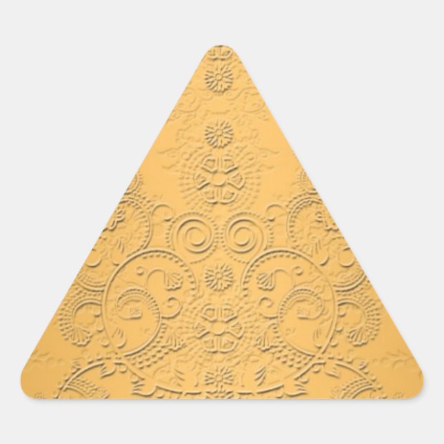 Adesivo Triangular Simulada Dourada com Design de Ornamentado embutid (Frente)