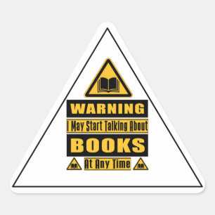 Adesivo Triangular Sinal de Alerta de Amante de Livros
