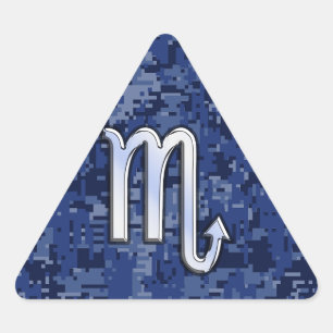 Adesivo Triangular Sinal de Escorpião em Decoração de Camuflagem Azul