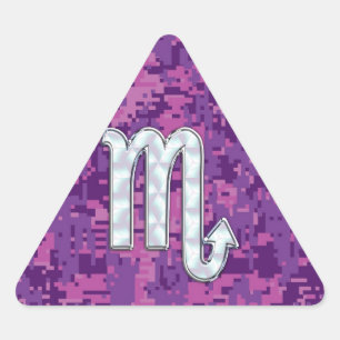 Adesivo Triangular Sinal de Scorpio Zodiac na Camo Digital Fuchsia Ro