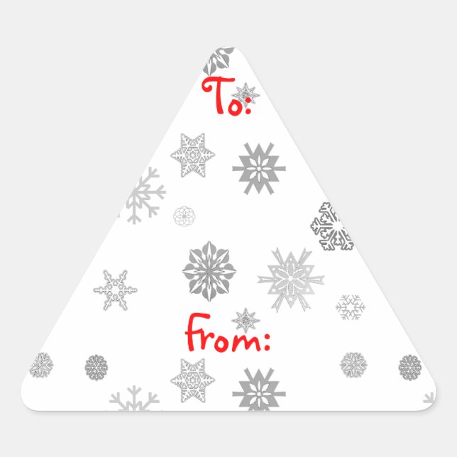 Adesivo Triangular Snowflakes de prata marcações de presentes (Frente)