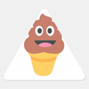Adesivo Triangular sorvete cone poo emoji
