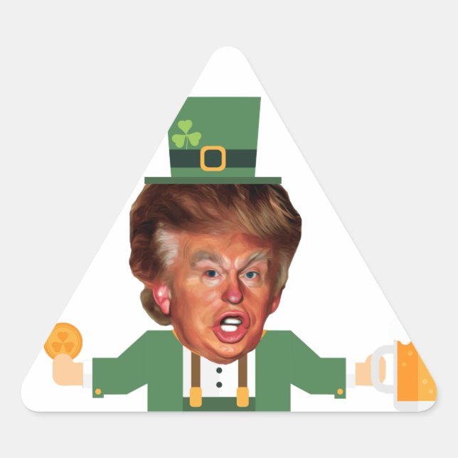 Adesivo Triangular st patrics trump leprechaun (Frente)