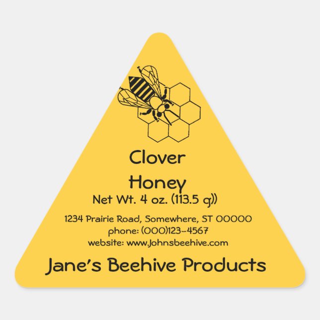 Adesivo Triangular Sticker (Tri)- Honey Business (Bee on comb) (Frente)