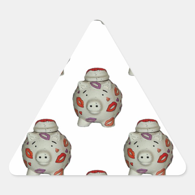 Adesivo Triangular Suíno Lipstick Adorável (Frente)