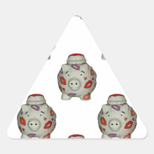 Adesivo Triangular Suíno Lipstick Adorável