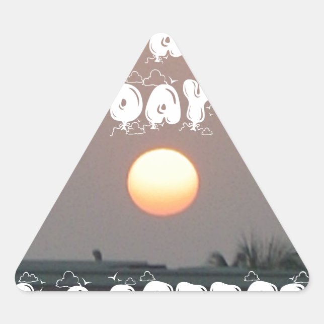 Adesivo Triangular Sunset ouro com boas intenções de dia/noite (Frente)