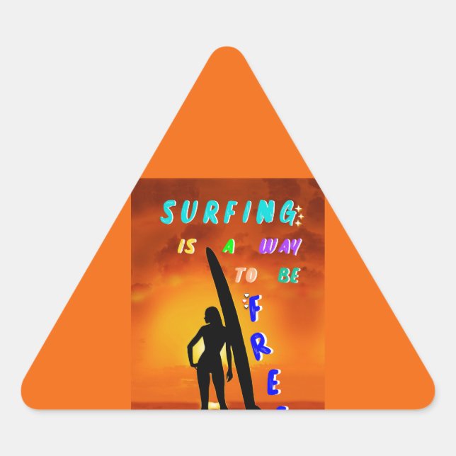 Adesivo Triangular Surfar É Uma Forma De Ser Livre (Frente)