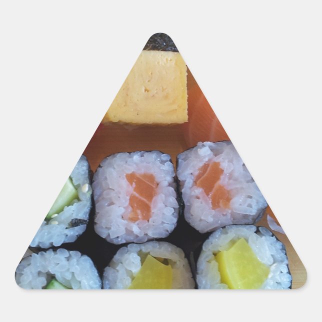 Adesivo Triangular Sushi Asia Fish Rice Comida (Frente)