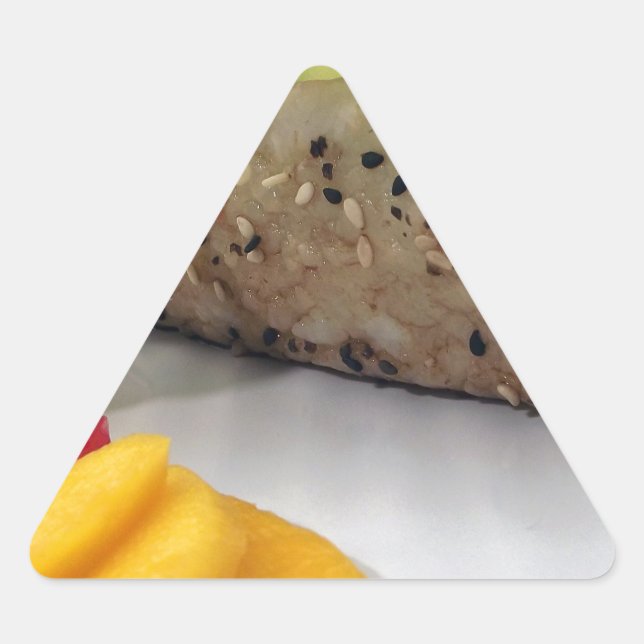 Adesivo Triangular Sushi Roll Sushi Mango Rice Japonês Comida Asiátic (Frente)