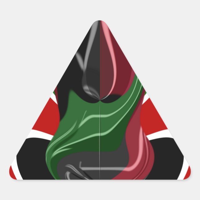 Adesivo Triangular Swirling Kenyan Flag: Uma arte moderna do Motif (Frente)