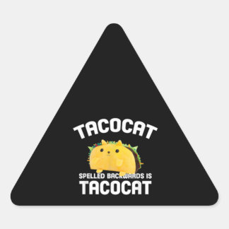 Adesivo Triangular Taco Cat Ortografado Para Trás É Taco Cat
