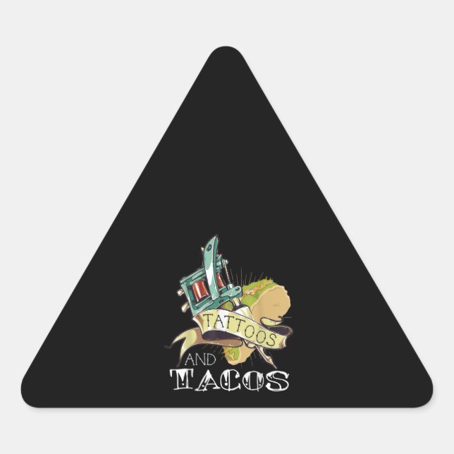 Adesivo Triangular Tatuagens Engraçadas E Tacos Tatuagem E Tacos (Frente)