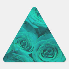 Adesivo Triangular Teal elegante romântico - rosas verdes