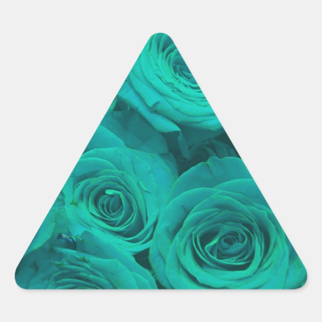 Adesivo Triangular Teal elegante romântico - rosas verdes (Frente)