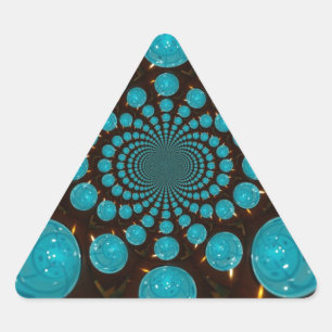 Adesivo Triangular Tela Tonturna das Luzes Cyan Caleidoscópio Arte