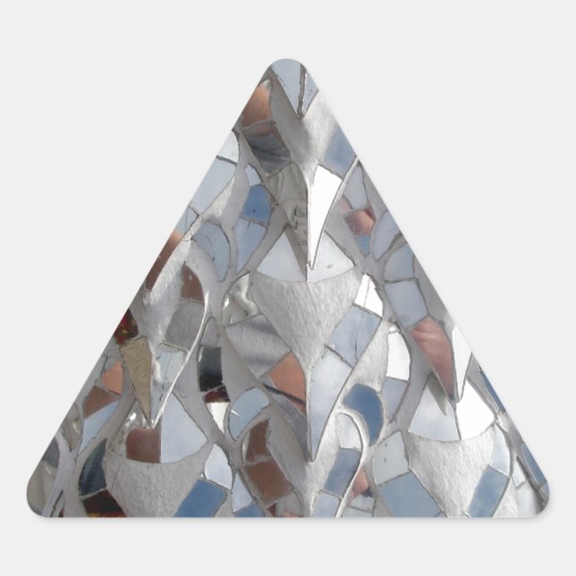 Adesivo Triangular Templo Branco de azulejos Espelhos, Chiang Rai (Frente)